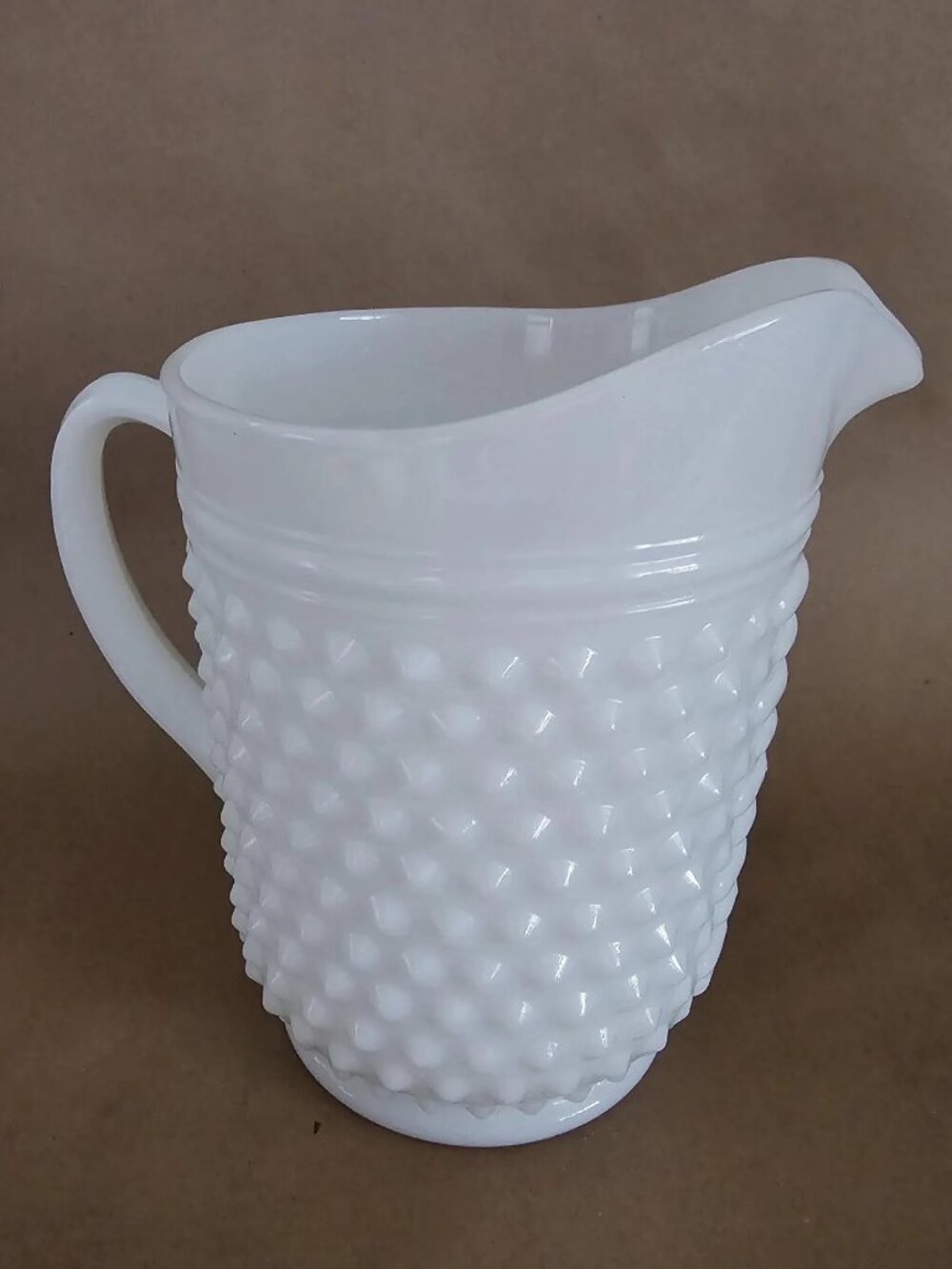 Vintage Anchor Hocking White Milk Glass Hobnail Pitcher